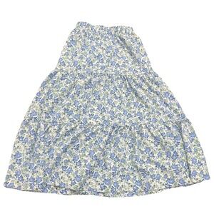 Malka Majesty Blue Floral Tiered Midi Skirt XS NWOT Lined Modest Couture